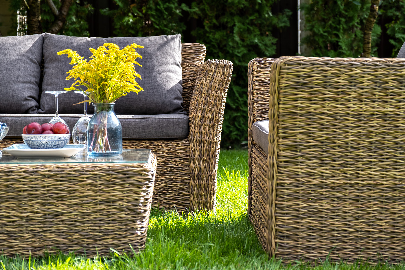 "Капуто" диван из искусственного ротанга (гиацинт) двухместный, цвет соломенный