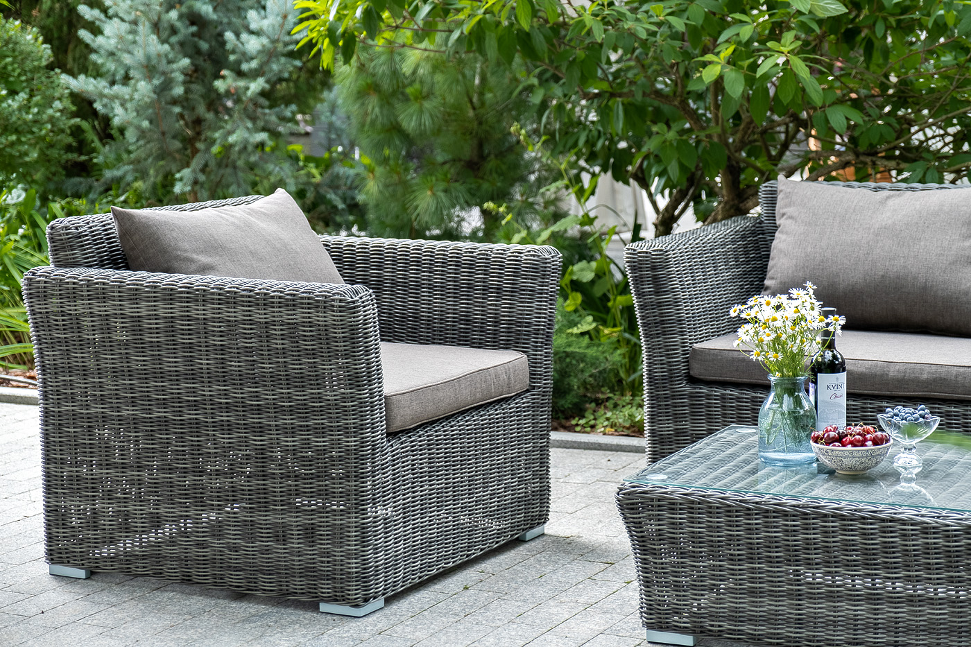 "Капуто" лаунж-зона из искусственного ротанга, цвет графит