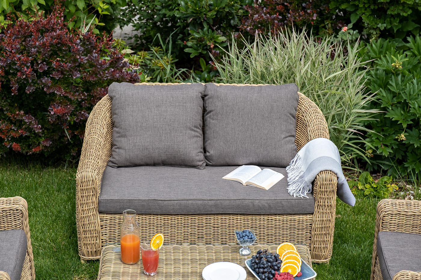 "Копаннини" диван из искусственного ротанга двухместный, цвет соломенный