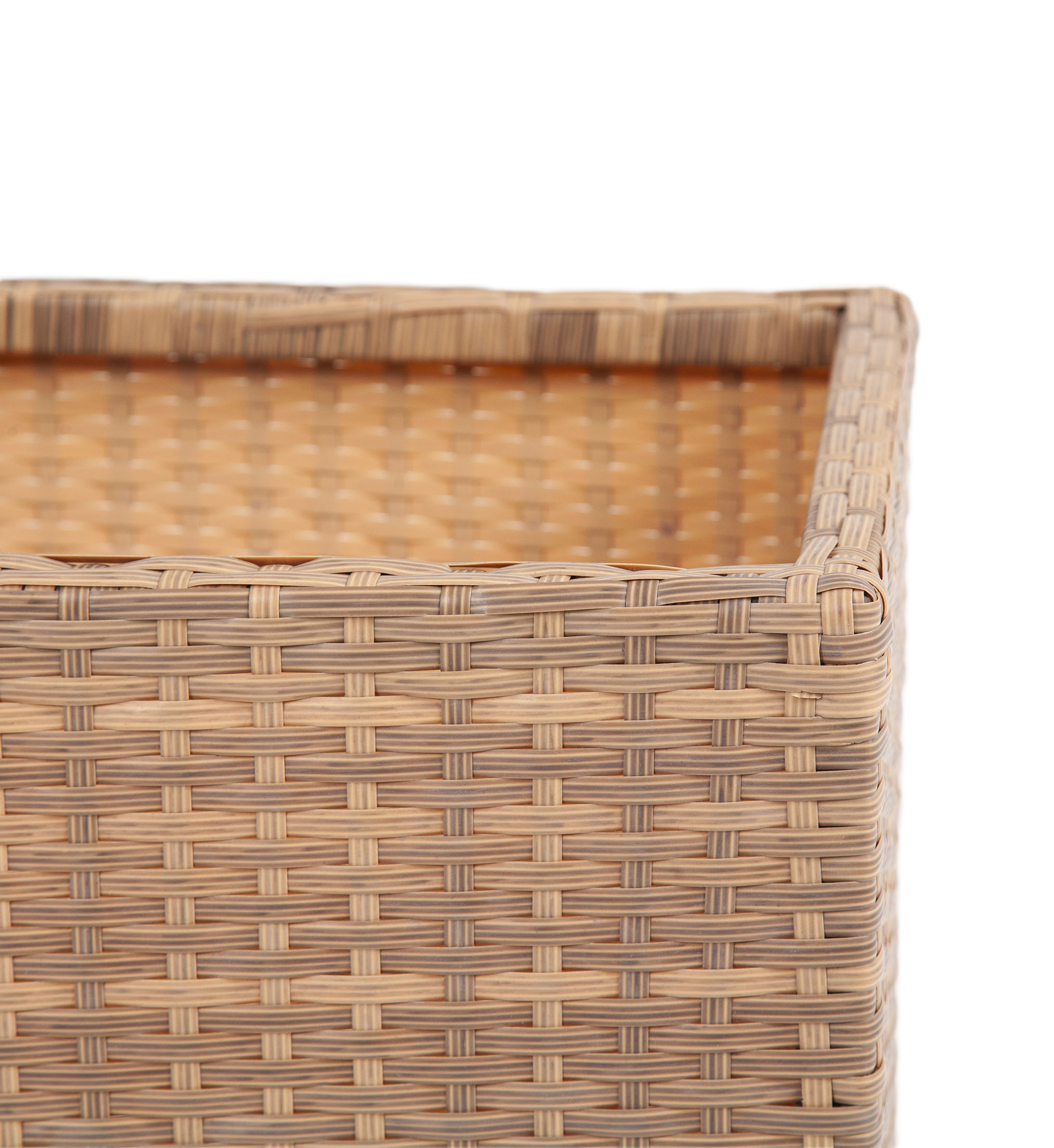 "Лунджи" кашпо для цветов большое плетеное из искусственного ротанга, цвет соломенный